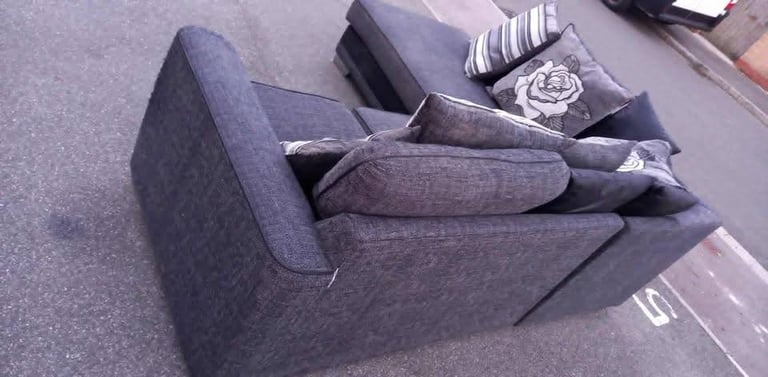 image for CORNER SOFA , large L Shape , IN GREY , splits into 2 , free local delivery , JUST ASK