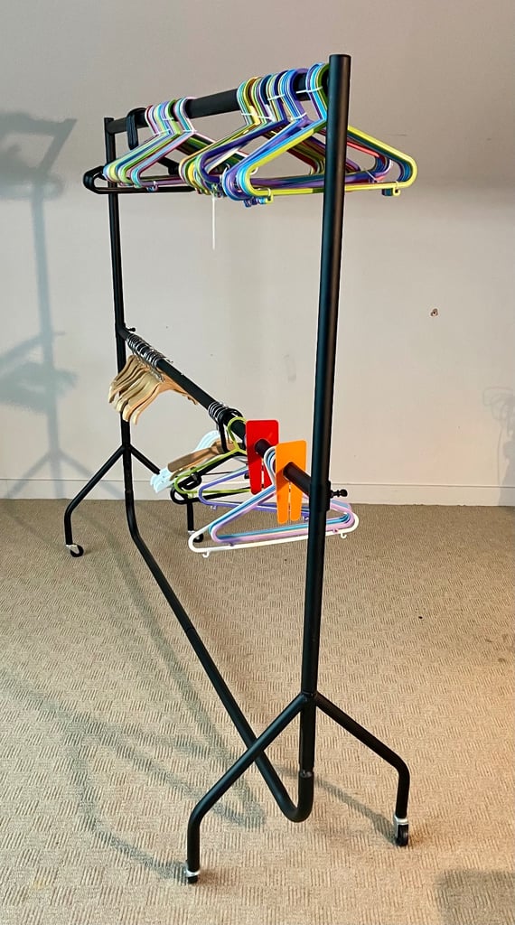 6ft Wide x 7ft Tall Two-Tier Black Commercial Grade Heavy Duty Steel Clothes Rail