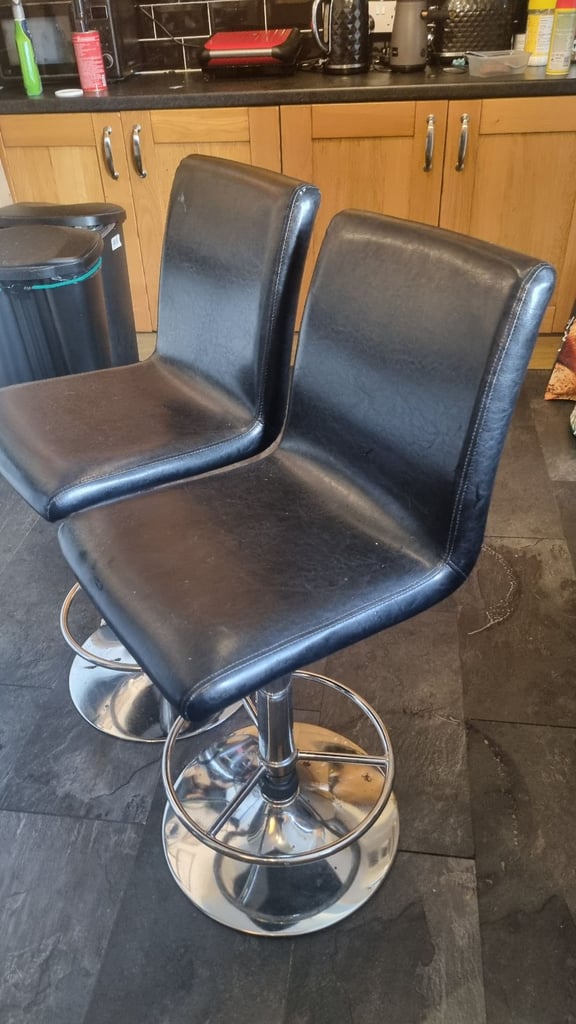 image for 2 Black and Chrome Bar Stools