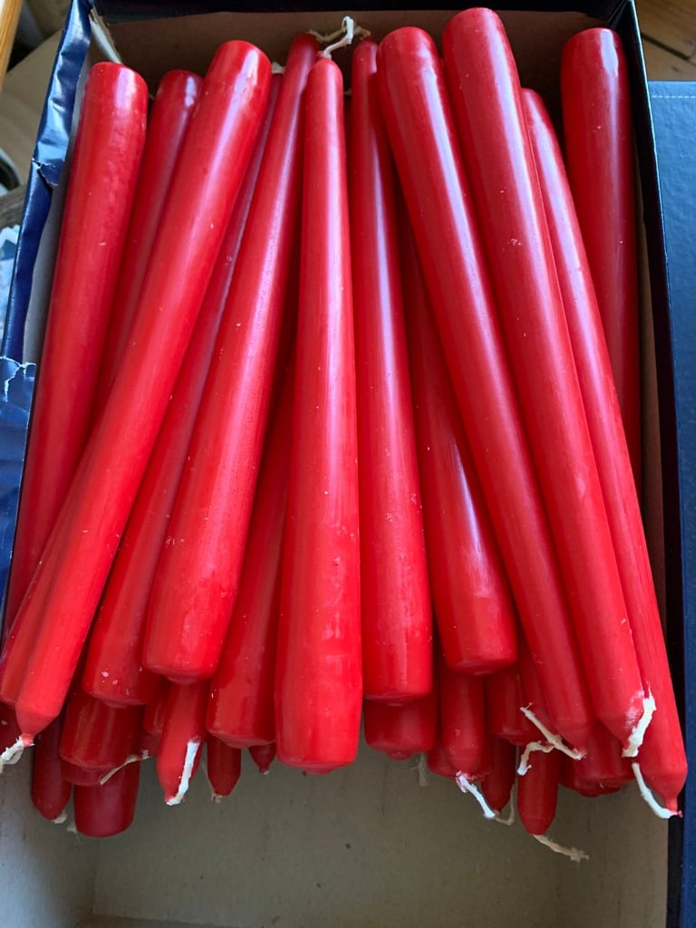 67 BRAND NEW MOST BEAUTIFUL RED CANDLES IN A BEAUTIFUL BOX -REDUCED TO BARGAIN £30 UNTIL 21 NOVEMBER