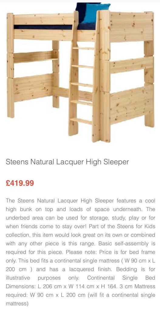 image for Steens solid wood hi-sleeper bed
