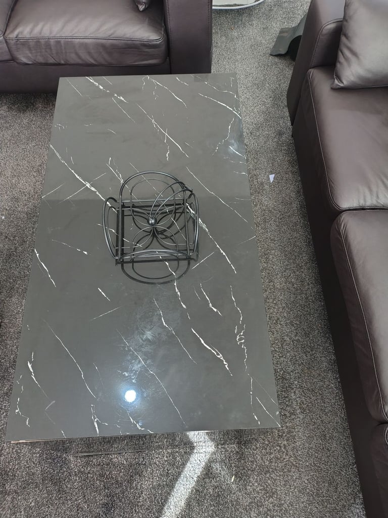 Sleek Black Marble styled Coffee Table - Good Condition