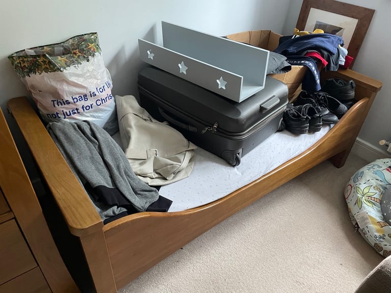 Silver Cross solid oak Canterbury nursery cot bed and wardrobe