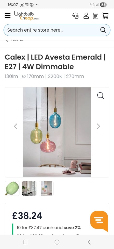 Calex Avesta Large Coloured Dimmable Bulbs 