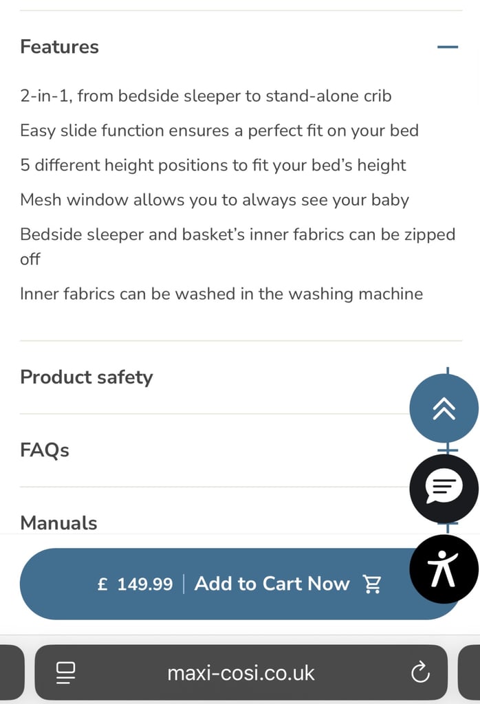 Maxi cosi iora next to me crib 