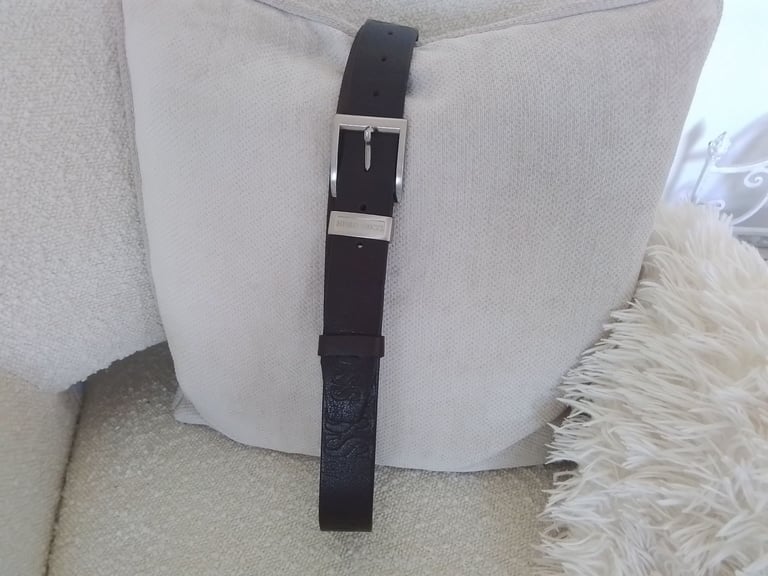 Belt Mens Dark Brown Leather Belt - Hugo Boss 