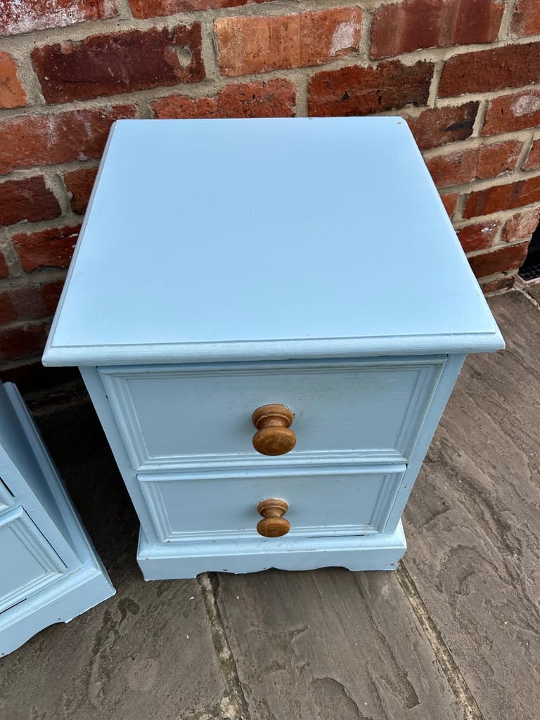 Pair of Solid Pine Bedside Tables for Upcycling Project / Painting - Good Condition 