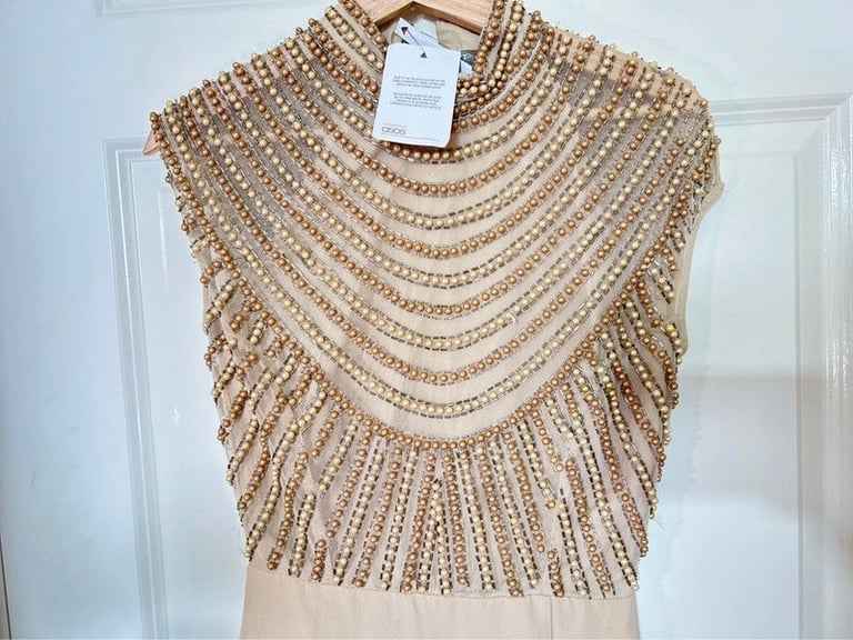 Asos Design Bridesmaid linear embellished bodice maxi dress with wrap skirt, RRP £85