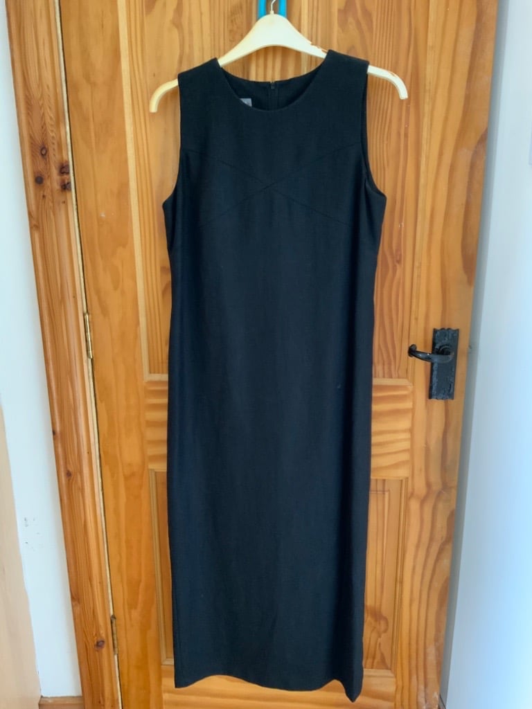 image for Hirsch long black linen dress size 10/12