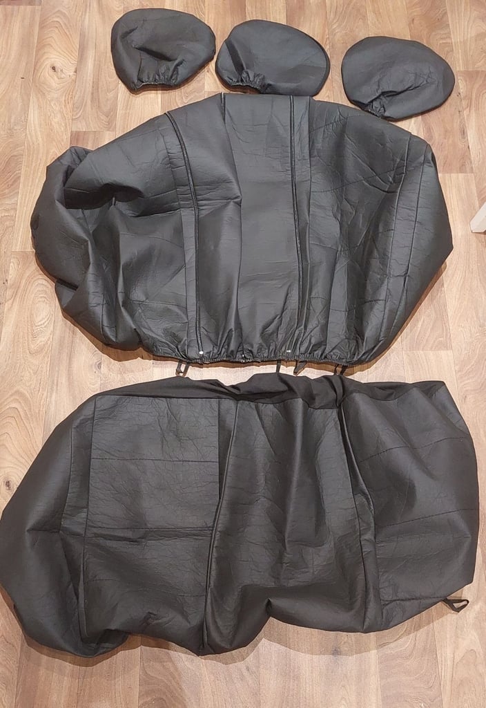 JUST REDUCED FURTHER AGAIN FOR QUICK SALE   BLACK FAUX LEATHER FULL SEAT COVER SET / FRONT & REAR
