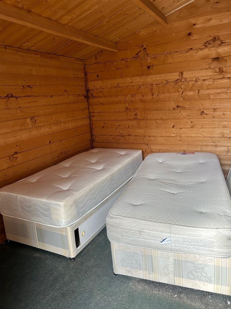 2 X SINGLE BED BASE AND MATTRESS FOR SALE. FREE LOCAL DELIVERY 