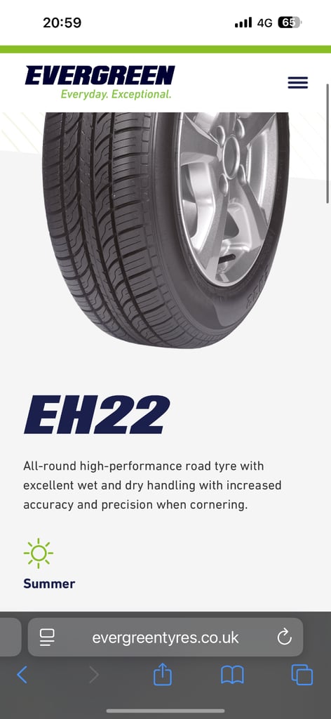 Evergreen EH22 tyre and steel wheel 185/70 R14