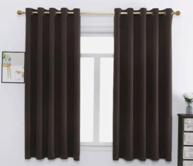 image for Eyelet dark brown blackout pair of curtains 