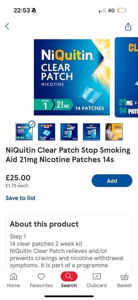 image for *50x NiQuitin clear Stop smoking Patches* - Step 1, 21mg *COST £100*