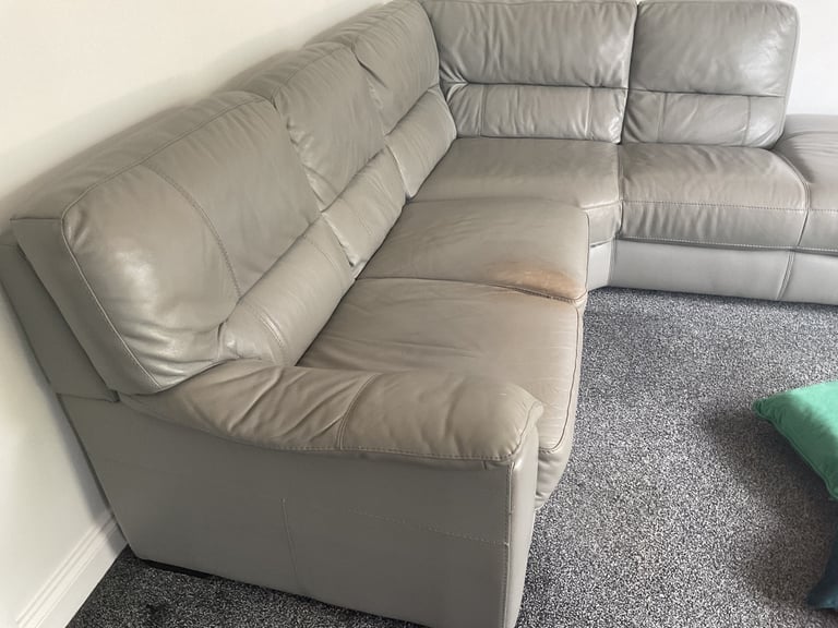 Grey leather corner sofa