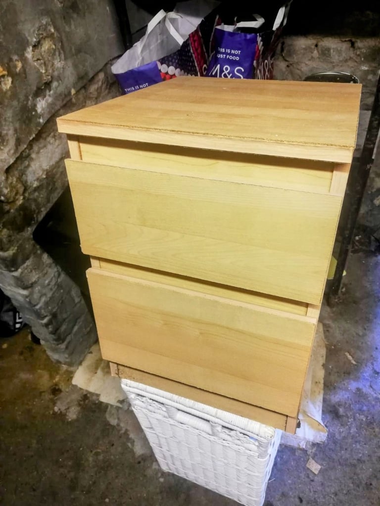 WOODEN BEDSIDE TABLE - TWO DRAWER