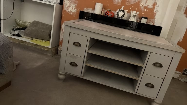 Solid wood shabby chic tv unit side cabinet 