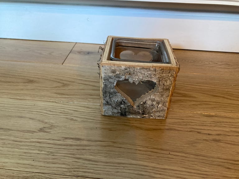 Wood and glass candle holder