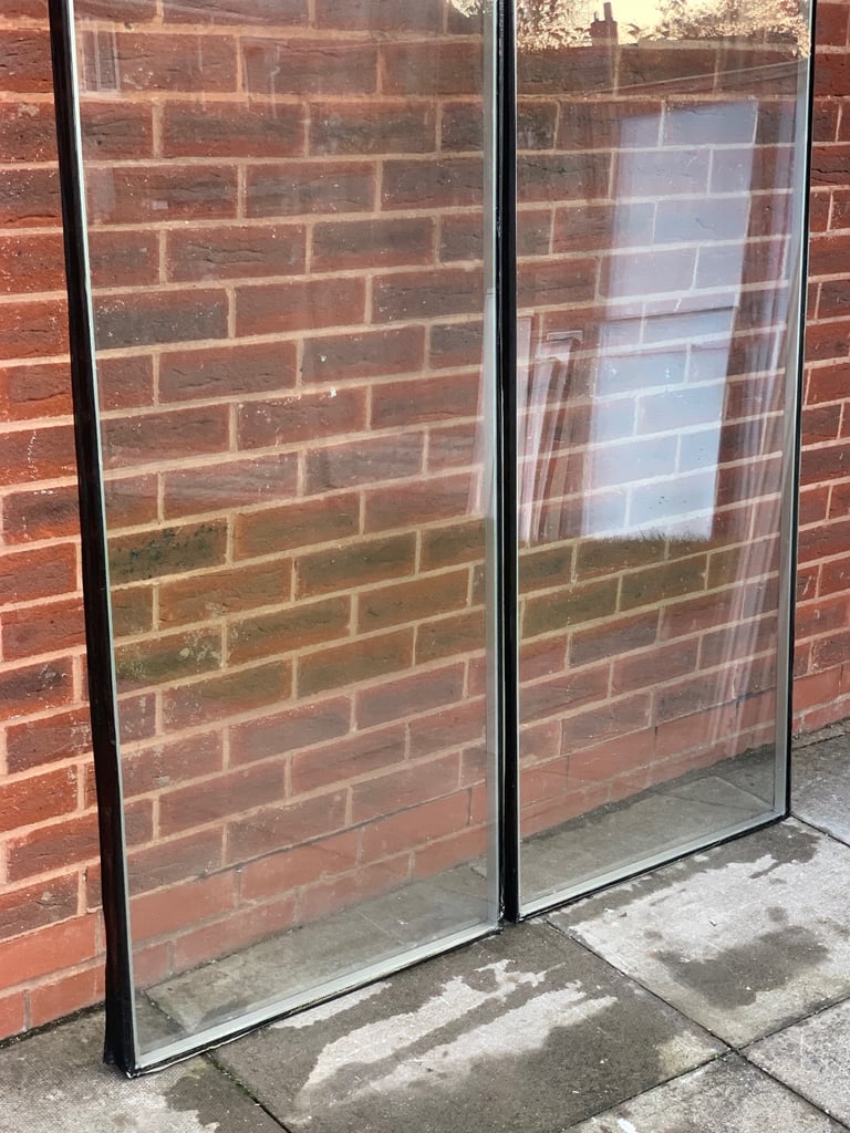 DOUBLE GLAZED TOUGHENED CLEAR GLASS PANELS X 2 IDENTICAL 63.5CM BY 175.5CM