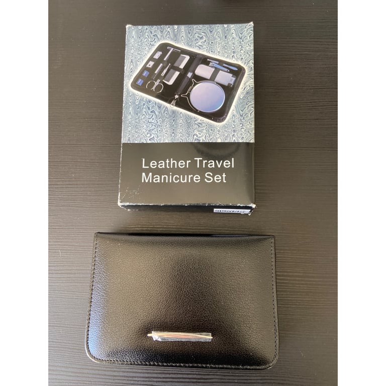 Leather travel manicure set