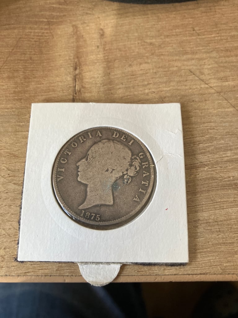 1875 Victorian silver half crown coin