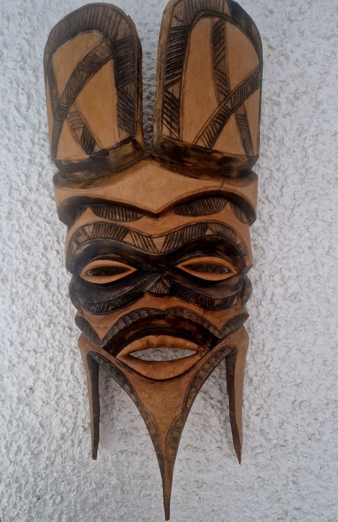 image for Large hand-carved wooden African tribal mask