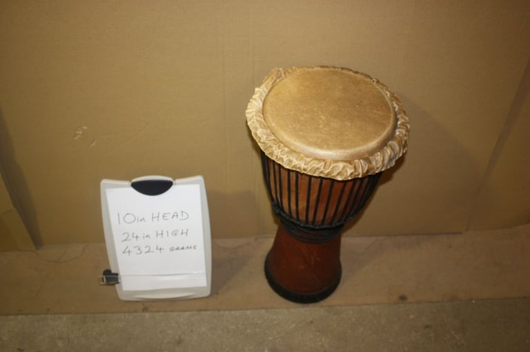 African Wooden Djembe Drum 10in Head x 24in High ~ Weight 4324 Grams ~ £75 ono