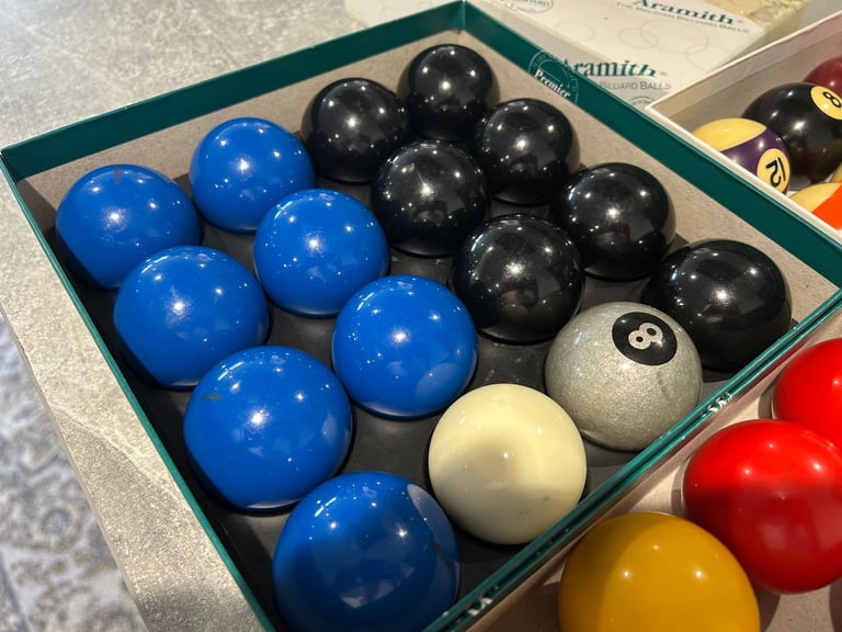 image for Aramith pool balls - three sets for sale including spots and stripes - 2 inch