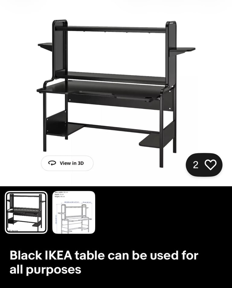image for IKEA FREDDE Gaming Desk Black - Like New