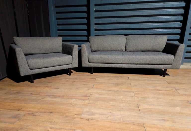 image for Fabric 3 Seater Sofa & Cuddle Chair - Charcoal.