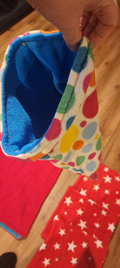 Fleece liners for guinea run and washing machine bag