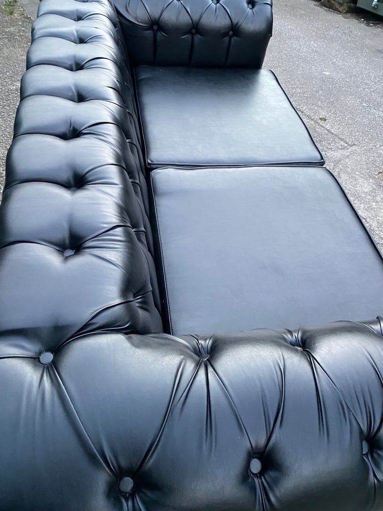 Real leather sofa and Open storage large footstool 
