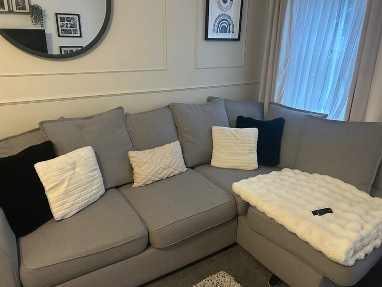 DFS corner sofa & cuddle chair with footstall 