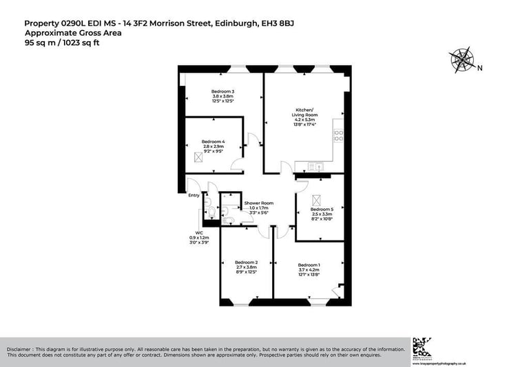Spacious, 5 bedroom, HMO pending flat just off Lothian Road – available immediately