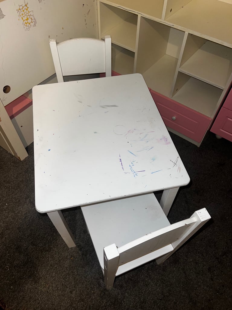 Bunk bed wardrobe desk, table and chair