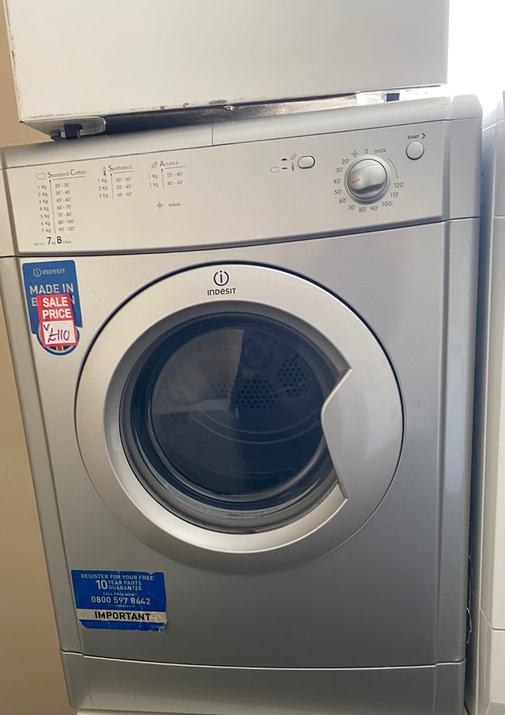 ☎️SILVER INDESIT FULLY CLEANED VENTED TUMBLE DRYER 