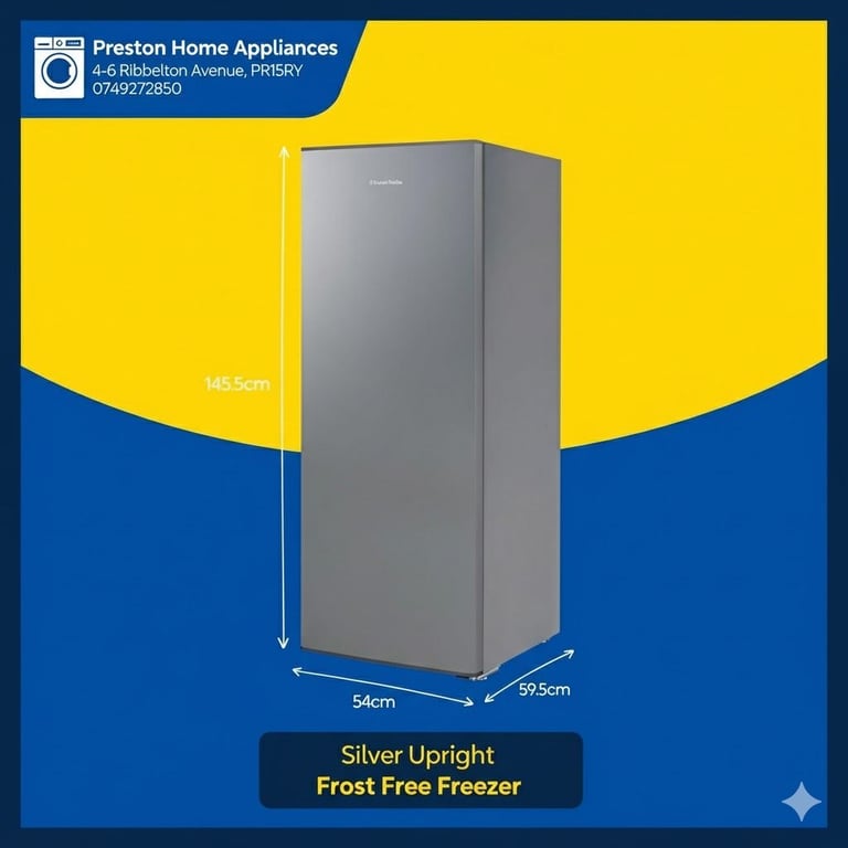 175 Litre 54cm Wide 145cm Tall Freestanding Frost Free Silver Freezer