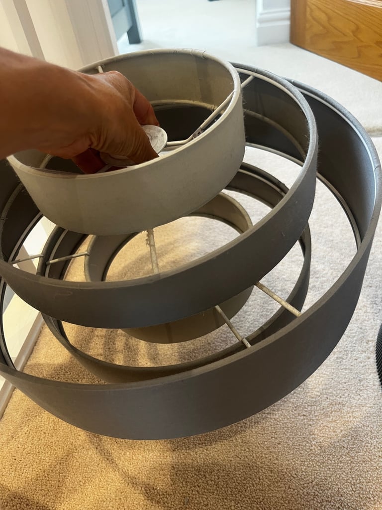 Two grey lampshades 