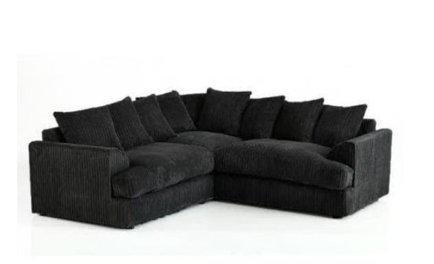 image for Brand New - Liverpool Jumbo Cord Corner Sofa (3 seater corner) - Black - SAME/NEXT DAY DELIVERY