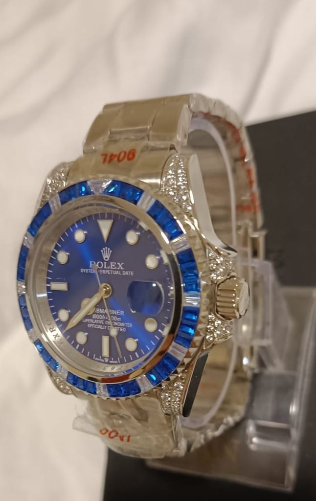 Men rollex watch blue sub class