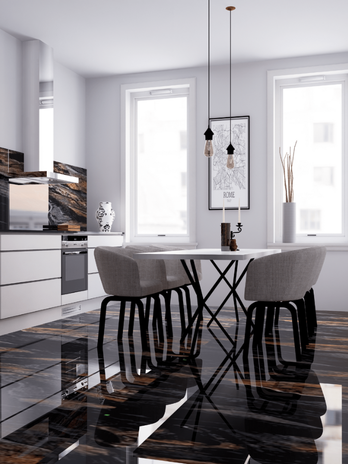 Graphite Black HI-Gloss Plus GVT Wall & Floor Tile - 600mm x 600mm