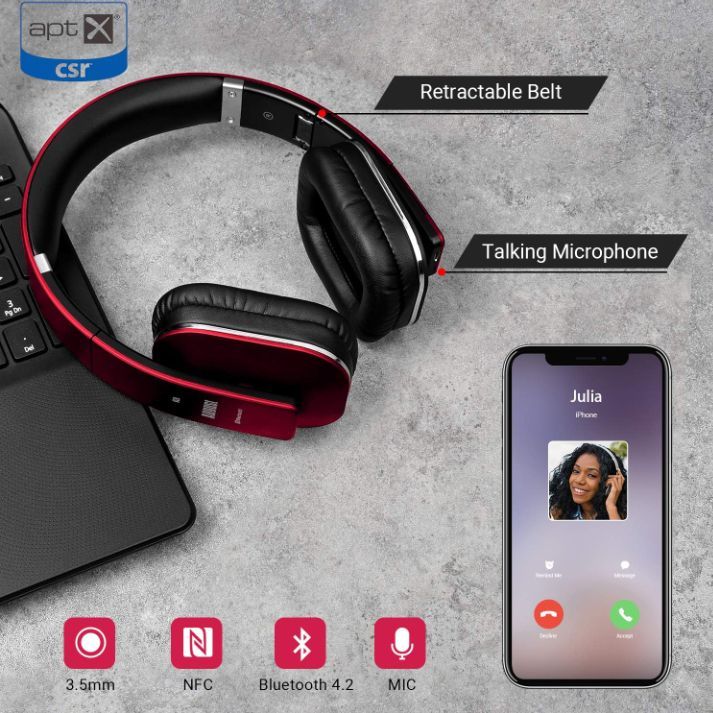 August EP650 Bluetooth headphones NFC APTX