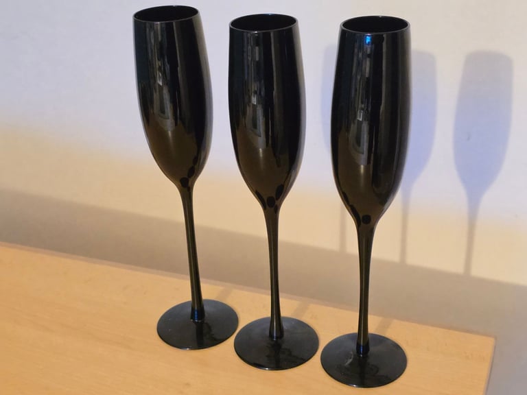 image for X3 Black prosecco glasses