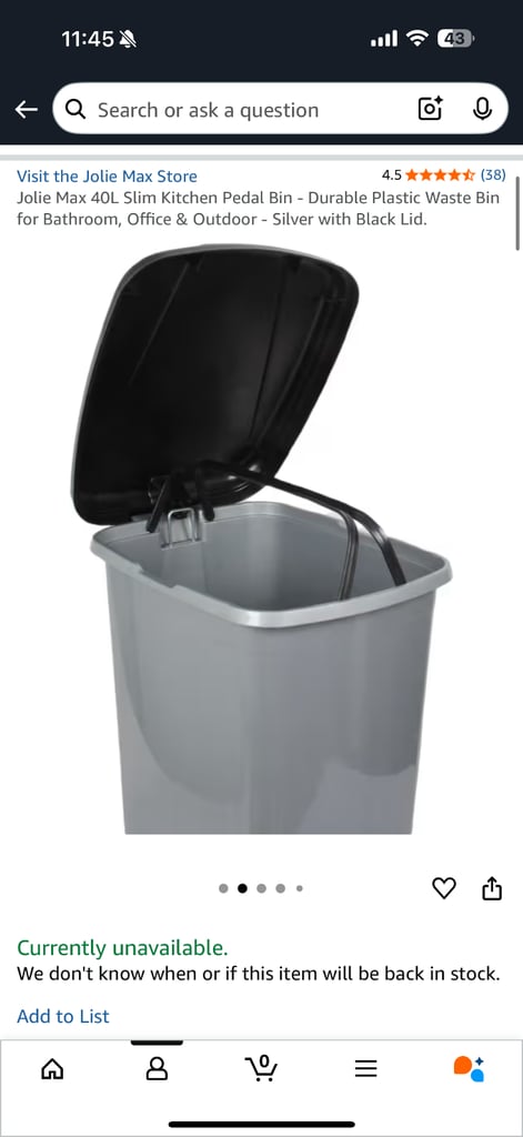 Jolie 40L kitchen pedal bin