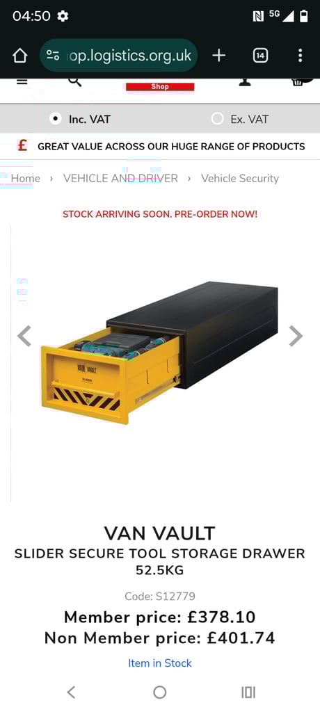 Van Vault storage boxes. 
