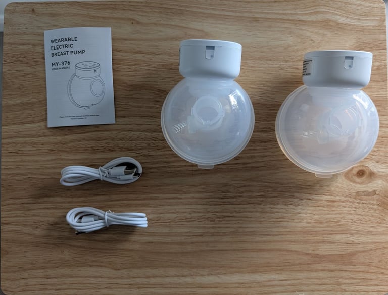 MY-376 Silent Wearable Electric Breast Pump Black Double + 6 pair flanges insert 