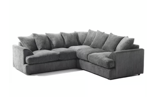 image for Brand New - Liverpool Jumbo Cord Corner Sofa (5 seater corner) - Grey - SAME/NEXT DAY DELIVERY