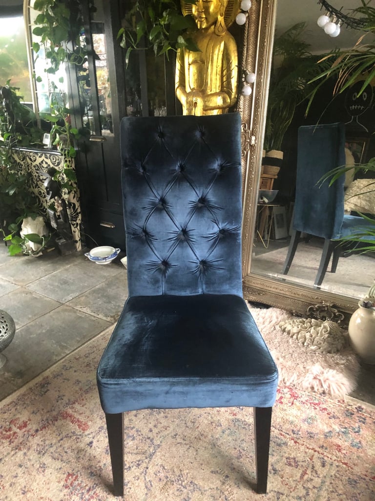 image for 4 Navy velvet dining chairs