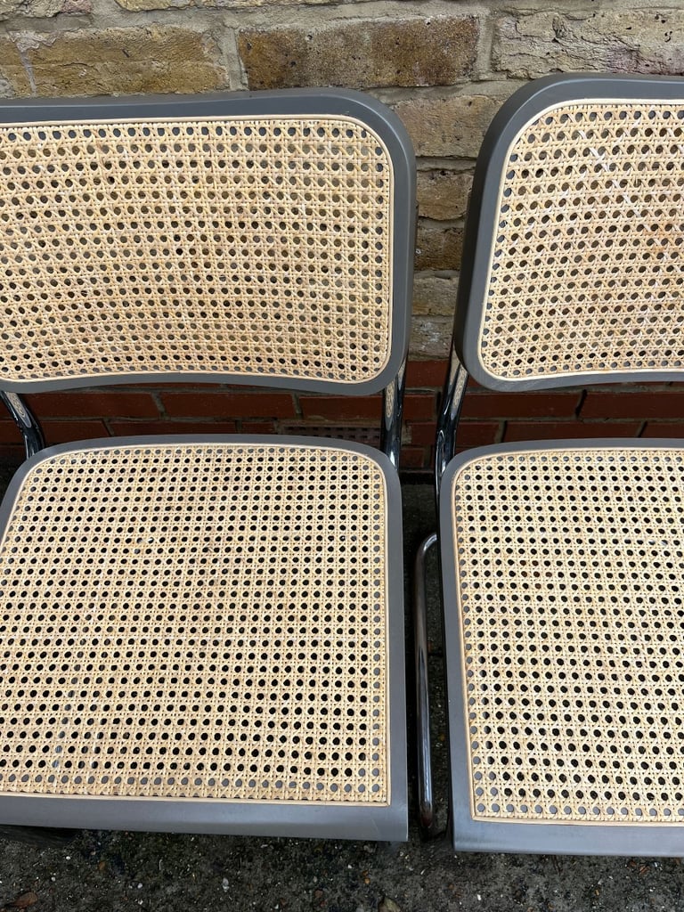 Rare Set of 4 vintage Bauhaus Marcel Breuer grey Cesca dining chairs
