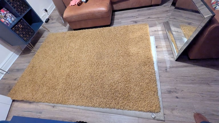Mustard shaggy rug